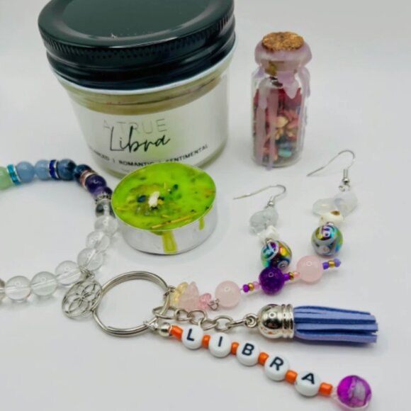 LIBRA GIFT SET Zodiac Healing Crystals Gift Set (6 pc) - FREE abundance candle - Picture 3 of 3